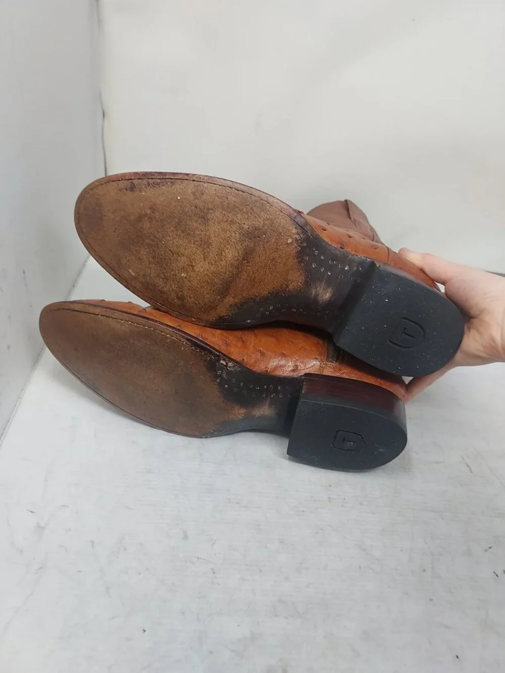 TECOVAS MENS Peacan Dean Ostrich Brown Zip Cowboy Boot